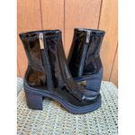 D’amelio Womens 8.5 Black Faux Patent Leather Chunky Chelsea Boots Zipper Grunge Photo 3