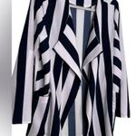 Elodie Navy Stripe Trendy Open Front Blazer Jacket Long Sleeve Size Medium Photo 1