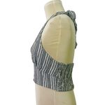 American Eagle Halter Top Blue White Striped Crop Smocked Back Medium M Black Photo 1