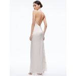 Alice + Olivia Ryn Tulle-Panel Maxi Dress champagne white halter backless size 4 Photo 13