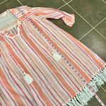 Roller Rabbit  Tunic Swim Coverup Stripe Dress Tassels Pink Orange White Small S Photo 9