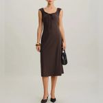 Rihoas Brown Boat Neck Cap Sleeve Midi Dress Photo 4