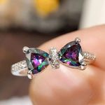 Butterfly Bow Cubic Zirconia Accent Silver Plated Ring sz 7 Photo 3