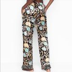 Victoria's Secret Victoria’s Secret Black Floral Satin Flounce PJ Pants Photo 1