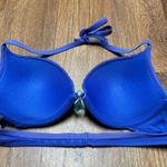 Aerie  Women’s Blue Lace Underwire Push Up Halter Bikini Top Size 36C Tassel Photo 1