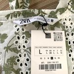 ZARA V-neck Embroidered Eyelet Belted Mini Dress in White Green Floral Photo 11