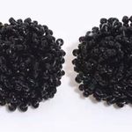 "Black Muegano" Bohemian Rice Seed Beaded Stud Earrings Black Photo 0