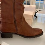 Shoe dazzle, brown scrunched boots with gold buckles and zippers size 10 Photo 4