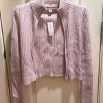 Aerie American Eagle Pink‎ Ribbed Zip Up Cropped Sweater Jacket Women Size M Feminine Photo 0
