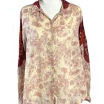 Free People  Western Bohemian Dainty Rose Bud Button Down Oversized Blouse Medium Photo 7