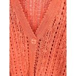 Susan Bristol  Open Knit Crochet Cardigan Sweater Size XL Orange Boho Coastal Photo 3