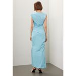 Paris Georgia Kaya Light Blue Ruched Sleeveless Maxi Dress Size S Photo 3