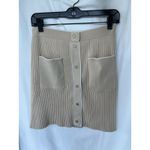 Maje  Jarina Ribbed Knit Mini Skirt Beige Pockets Parisian Women’s Size 40 Large Photo 8