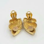 St. John Vintage  Swirl Clip-On Earrings Hammered Gold Classic Statement Holiday Photo 5