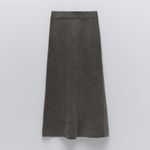 ZARA TREND ALERT 🔥 Marled Gray Knit A Line High Waist Midi Skirt Photo 1