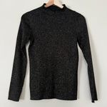 J.McLaughlin Maeve Knit Mock Neck Metallic Black Bracelet Sleeve Top Blouse XS Photo 2