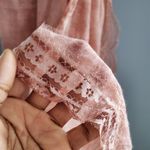 Large Pink Sheer Lightweight Lace Scalloped Edged Scarf Photo 4