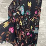 Free People  Black Wildflower Floral Short Sleeve Mesh Blouse Photo 1