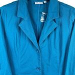 Denim & Co D&C Denim Company Turquoise Blue 3 Button Long Sleeve Blazer L NWOT Photo 1