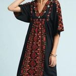 Anthropologie  Rala Embellished Medallion Dress Black & Red V-Neck XSP Photo 0