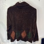Rafaella  Brown Green Argyle Chenille‎ Turtleneck Sweater Women's Large Photo 2