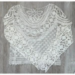 Norm Thompson | Women's Boho Knit Crochet Lace Cotton Top Cover Up | Medium White Photo 0