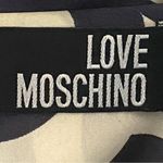 Love moschino  100% Silk dark navy and cream hearts design blouse Size 2 EUC Photo 9