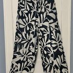 Elie Tahari  pull on high waist wide leg 100% linen printed pants size large navy Photo 0