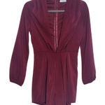 Tobi Oxblood Long Sleeve Short Romper with Deep V-Neck Size Small Photo 0