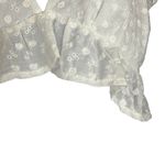 idem Ditto  White Eyelet Floral Crop Top Small Peplum Ruffle Sleeve Plunge Neck Photo 3