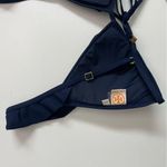 Tory Burch Bikini Swim Suit Two Piece Ruffle Logo Lightly Lined Navy Blue Gold Photo 6
