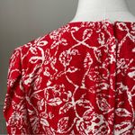 Vintage 80s St Gillian 100% Silk Red White Shift Dress Pouf Sleeve 10 M Photo 5