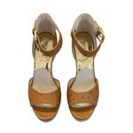 Michael Kors Michael By  Ariana Wedge Platform Sandals Brown Size‎ 9.5M Ostrich Photo 1