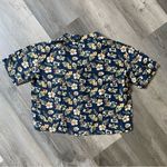 Uniqlo Button Down Crop Top Floral Hawaiian Tropical Vacation Small Photo 4