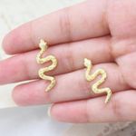 Gold Snake Stud Earrings Photo 1
