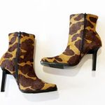 Vintage Giraffe Print Square Toe Boots Size 40 EU Hair on Hide Timeless Brazil Tan Photo 11