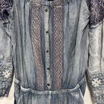 Miss Me  denim blue color Shoulder Romper with Lace Details Photo 4