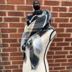 Oversized Plaid Blanket Scarf Black Photo 5