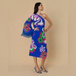 Borgo de Nor Aubrey One Shoulder Crepe Fringe Dress NWT Size 2 US (6 UK) Blue Photo 15