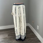 Hummingbird  Blue Print Wide Leg Palazzo Pants MEDIUM Elastic Multi Color NWT #65 Photo 4