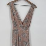 Lovers + Friends  Wrap Maxi Dress Womens 4 Beige Floral Plunge‎ Double V Neck Photo 4