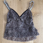 Motel Rocks Motel Cami Top Frill Leopard Print Melinda Size XXS Brown Black Photo 0