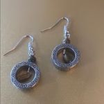 Silver Tone & Brown Beaded Dangle Earrings w/ Life is Blessed Inscription Photo 0