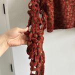 Nicole Floral Crochet Cropped Sweater Cardigan Red Photo 5