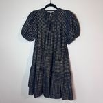 Ulla Johnson  Dion Babydoll Metallic Check Tiered Dress Navy Midnight 6 Photo 6