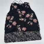 Lucky Brand Women’s Bohemian Floral Mixed Print Tie Fringe Blouse XS Peasant Photo 2