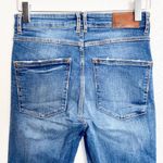 ZARA 47.  Trafaluc Denimwear Medium Wash Distressed Raw Hem Skinny Jeans Photo 6