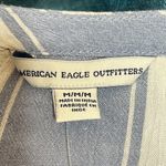 American Eagle  NEW Blue White Stripe Ruffle Lace Up Flare Sleeve Boho Y2K Top M Photo 4