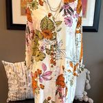 Cupshe Cream w/ Tropical Floral Button-Down Shirt Dress Swim Cover Up Size Small Photo 0