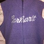 Carhartt Womens Fleece Boyne Vest Large Purple Spellout Logo Front Zip Pockets Photo 1